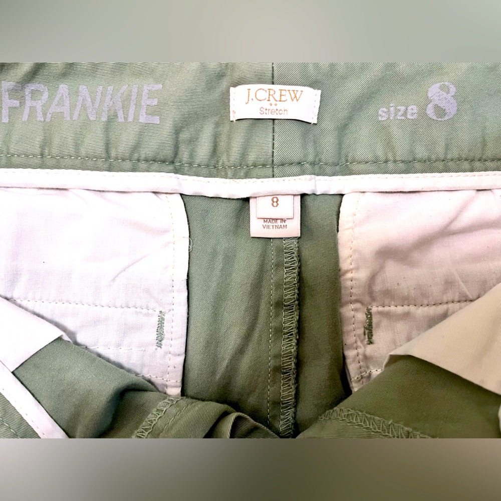 J Crew “Frankie” Khaki Green Straight-Leg Chinos Sz 8
